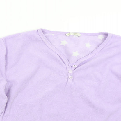 TRU Womens Purple Solid Fleece Top Pyjama Top Size 16
