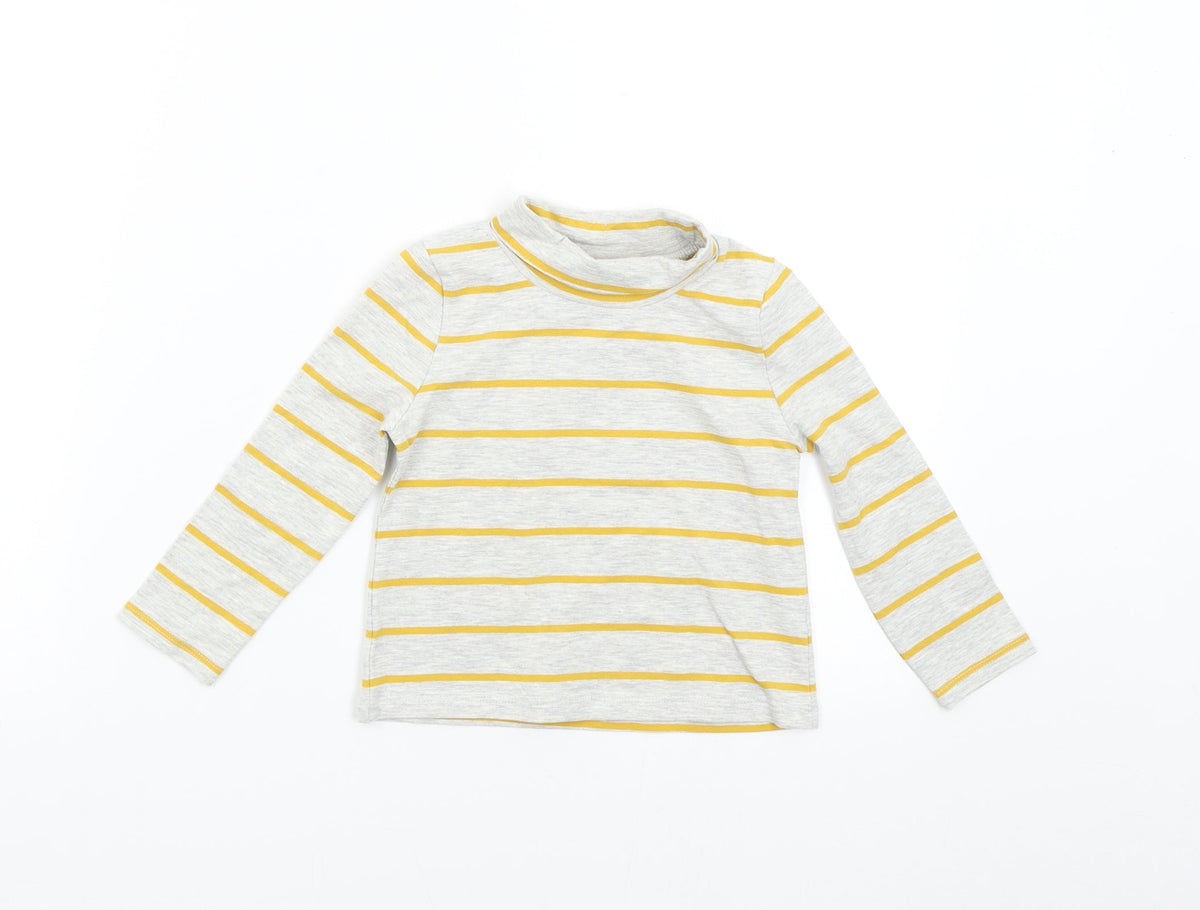 Additional front view of Tu Baby Grey Striped Basic T-Shirt, size 18-24, Months