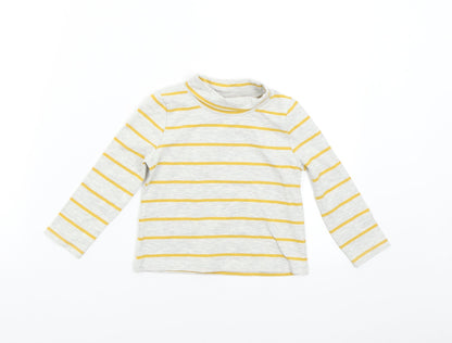 Additional front view of Tu Baby Grey Striped Basic T-Shirt, size 18-24, Months