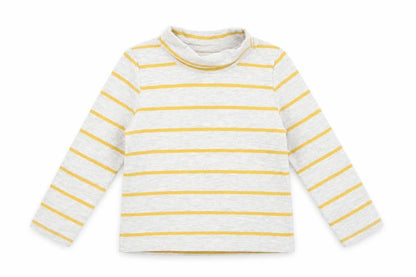 Front view of Tu Baby Grey Striped Basic T-Shirt, size 18-24, Months