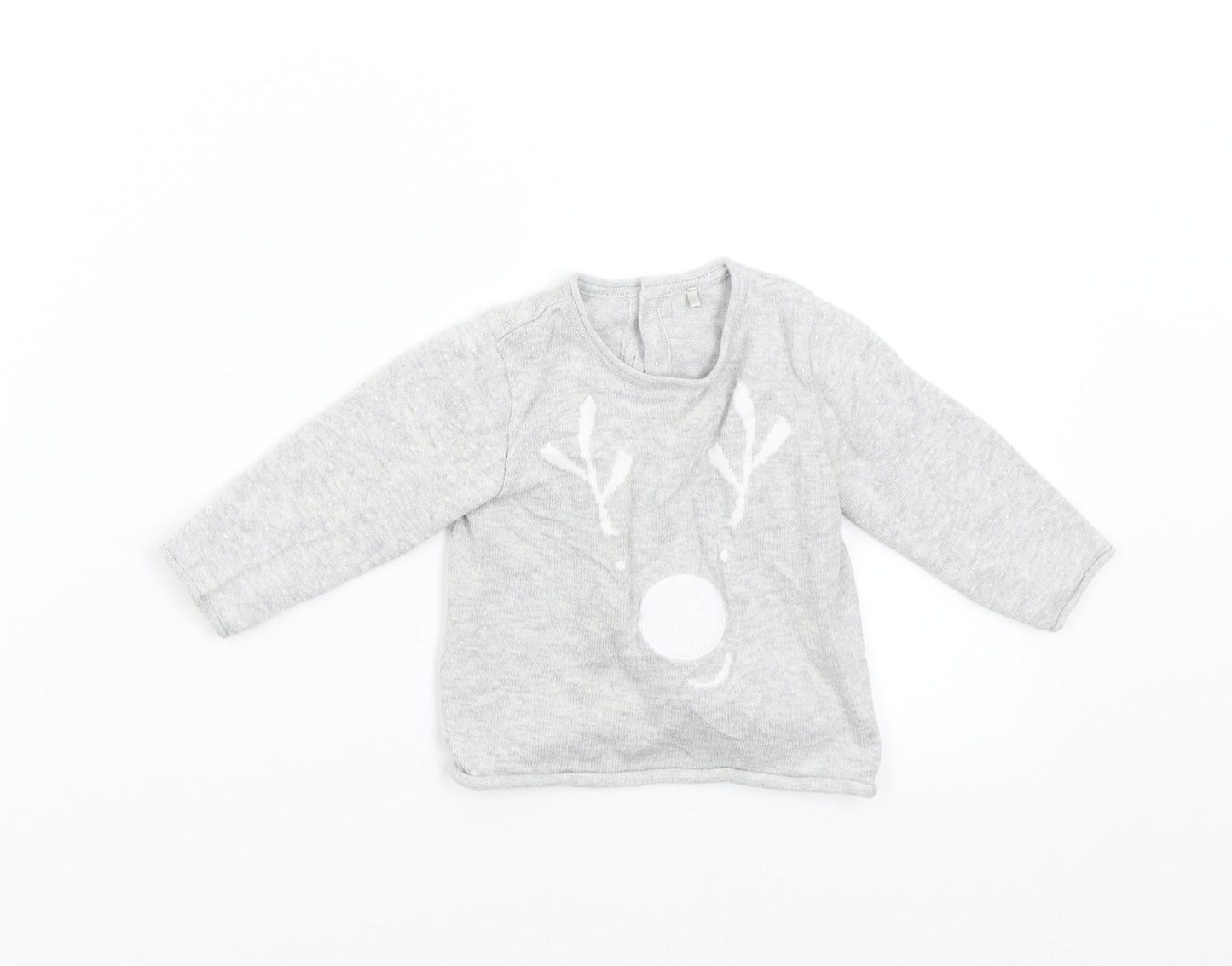 Mothercare Baby Grey  Knit Pullover Jumper Size 3-6 Months  - Reindeer