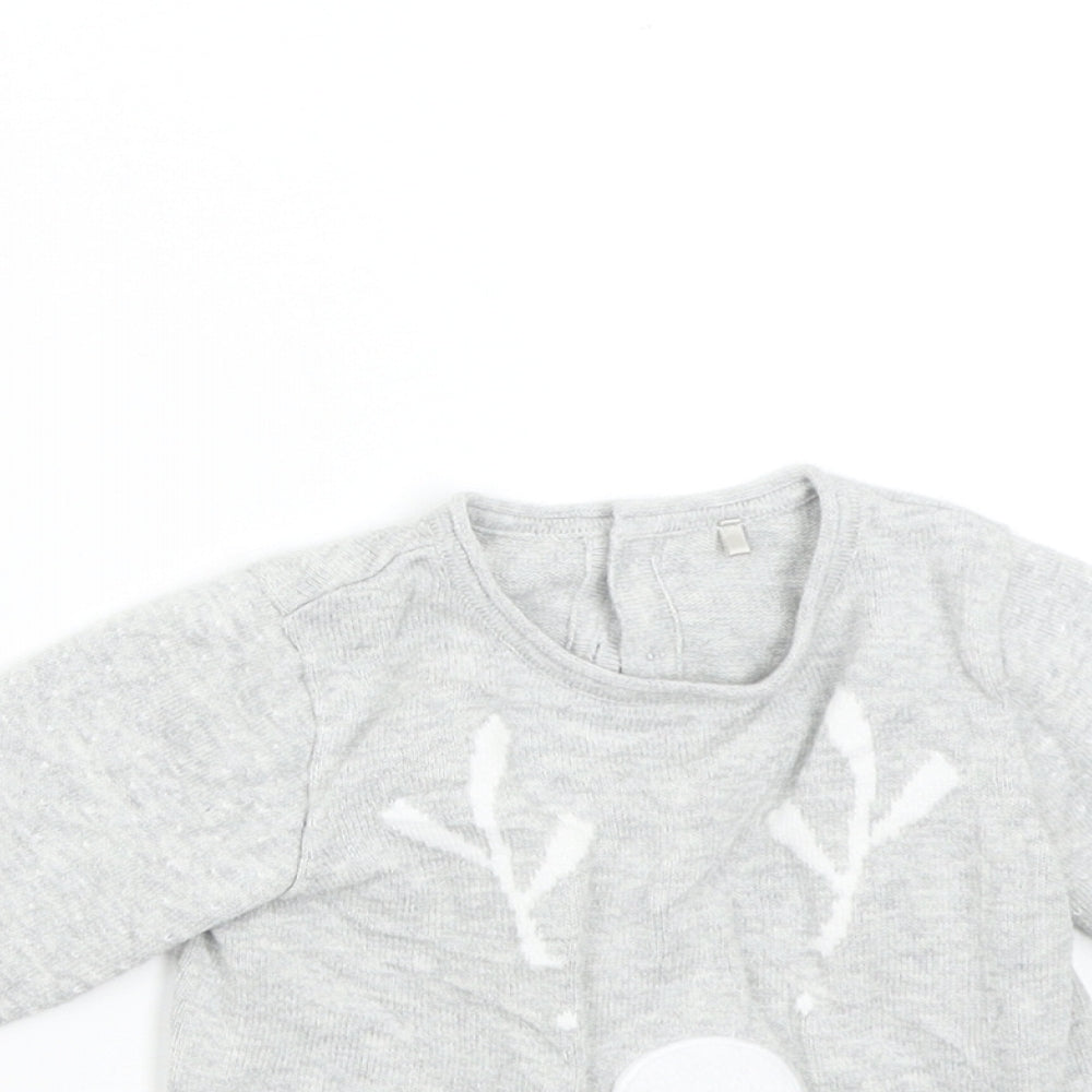 Mothercare Baby Grey  Knit Pullover Jumper Size 3-6 Months  - Reindeer