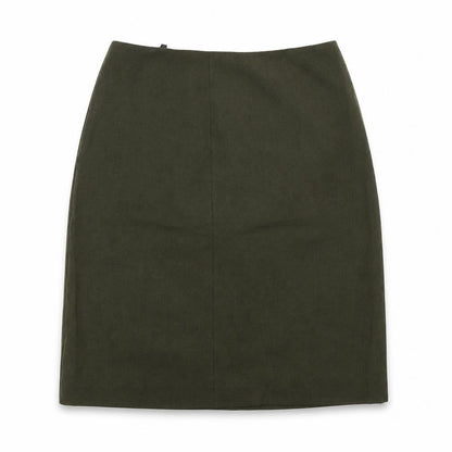 Front view of Marks & Spencer women’s green suit skirt, size UK 10, 20-inch leg - smart office corporate
