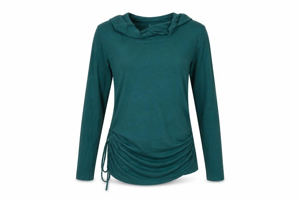 Front view of Bonita women’s green pullover sweatshirt, size M