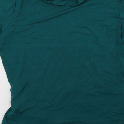 Brand and care label for Bonita women’s green pullover sweatshirt, size M