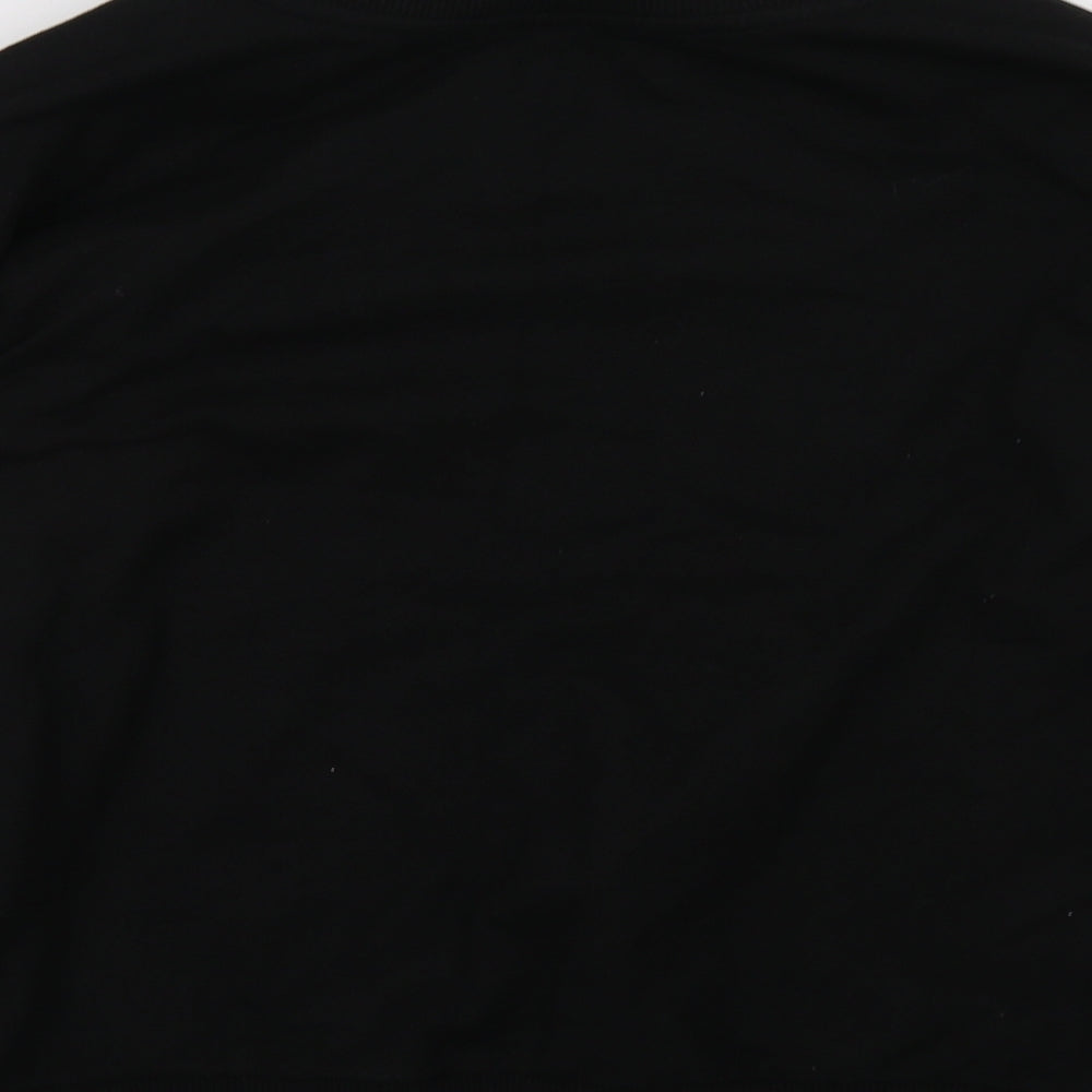 Brand and care label for poor moi women’s black pullover sweatshirt, size UK 10