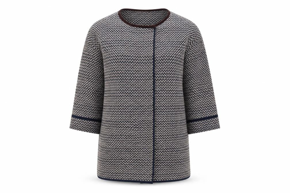 Front view of cocogio women’s blue jacket, size S