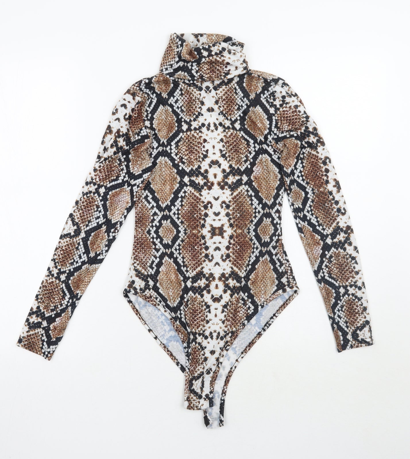 PRETTYLITTLETHING Womens Brown Animal Print  Bodysuit One-Piece Size 6