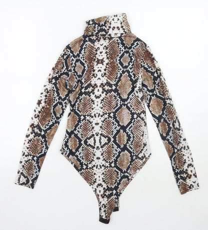 PRETTYLITTLETHING Womens Brown Animal Print  Bodysuit One-Piece Size 6