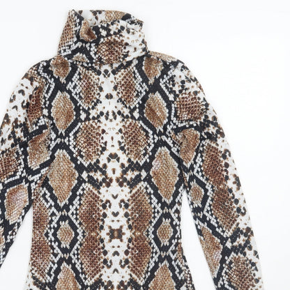 PRETTYLITTLETHING Womens Brown Animal Print  Bodysuit One-Piece Size 6