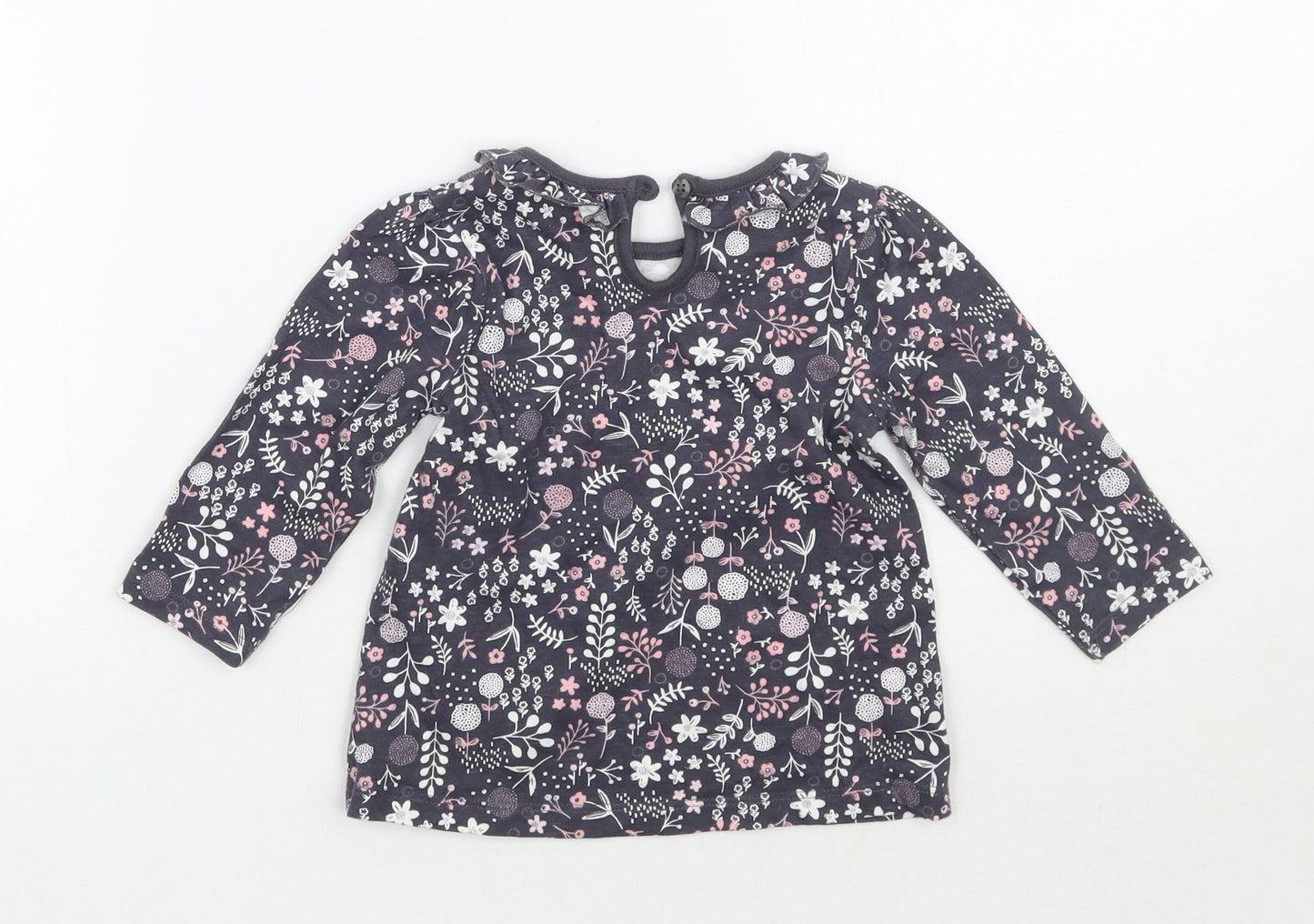 George Girls Blue Floral  Basic T-Shirt Size 6-9 Months