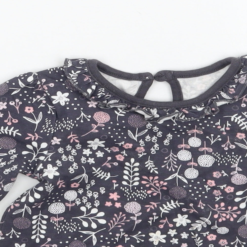 George Girls Blue Floral  Basic T-Shirt Size 6-9 Months