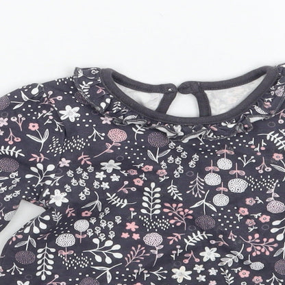 George Girls Blue Floral  Basic T-Shirt Size 6-9 Months