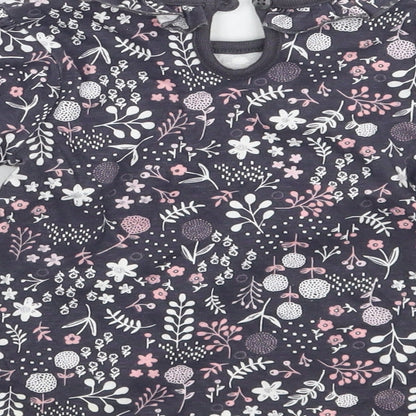 George Girls Blue Floral  Basic T-Shirt Size 6-9 Months