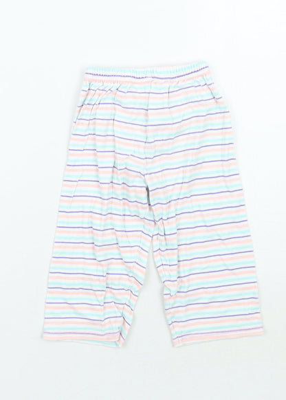 Mothercare Girls White Striped  Sweatpants Trousers Size 2 Years