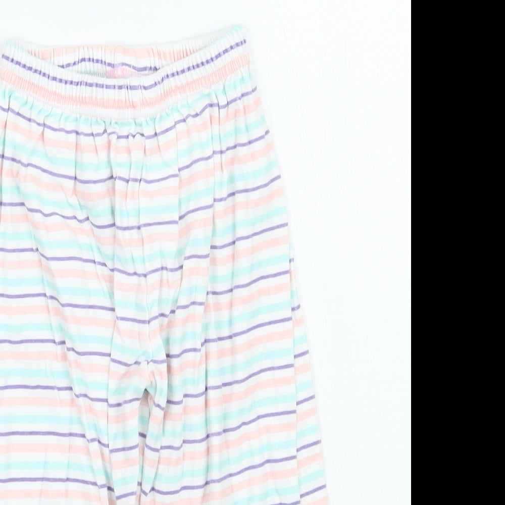 Mothercare Girls White Striped  Sweatpants Trousers Size 2 Years