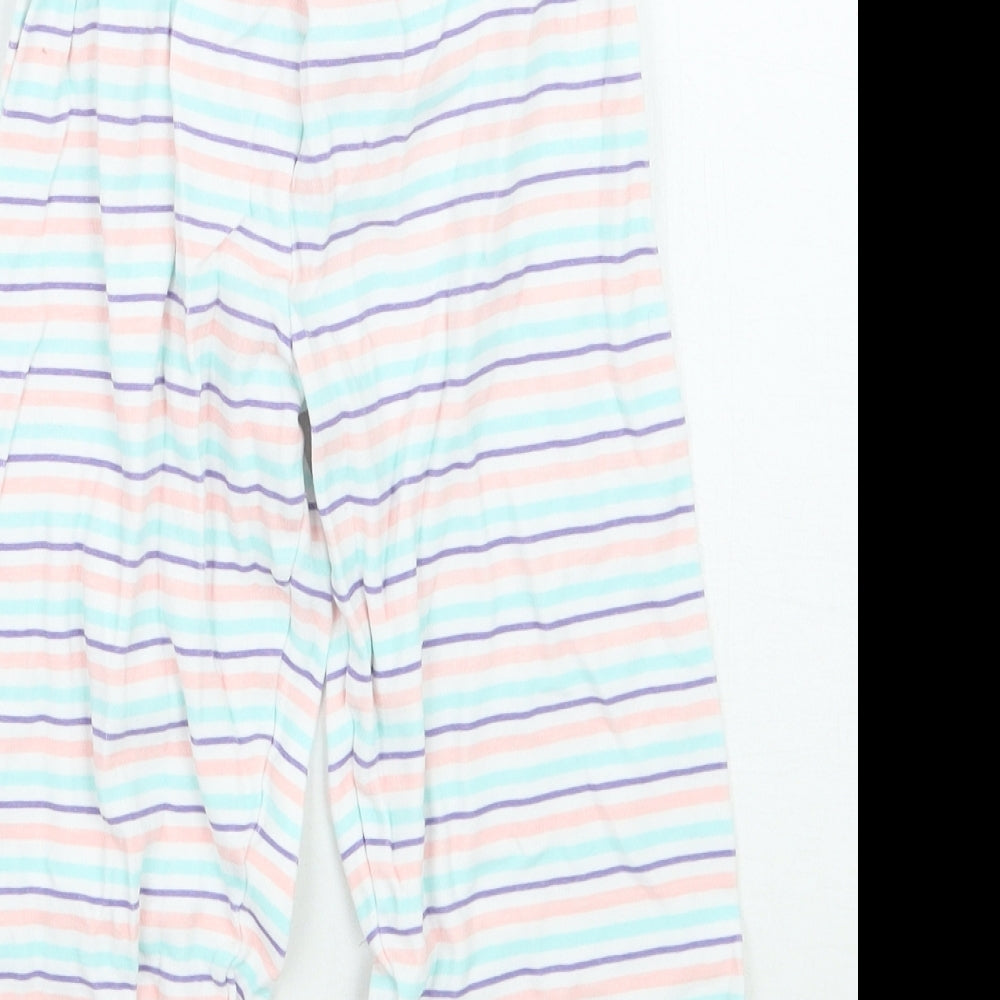 Mothercare Girls White Striped  Sweatpants Trousers Size 2 Years
