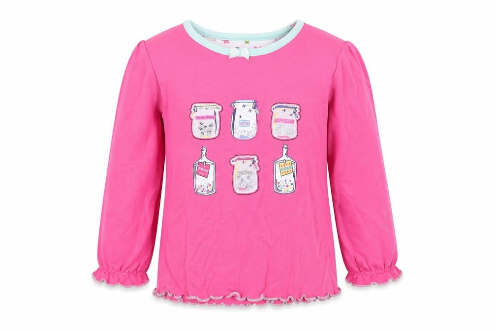 Front view of Mothercare girls’ pink basic t-shirt, size 2, years