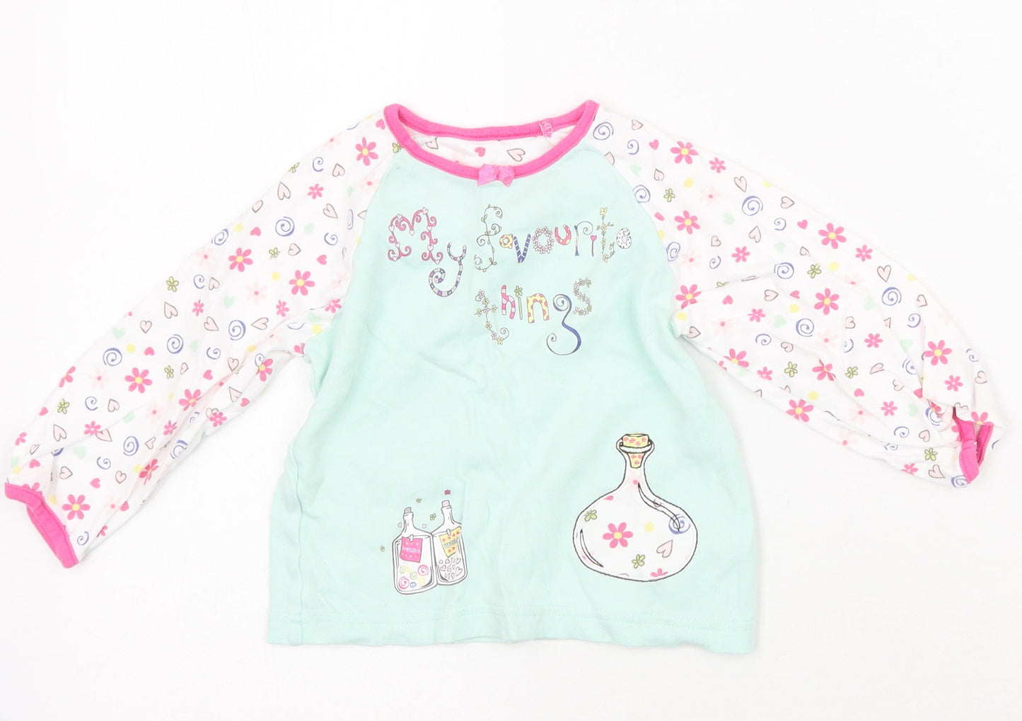 Mothercare Girls White Floral  Basic T-Shirt Size 2 Years