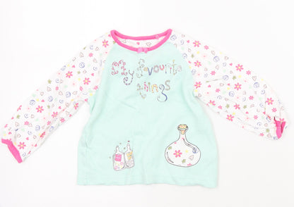 Mothercare Girls White Floral  Basic T-Shirt Size 2 Years