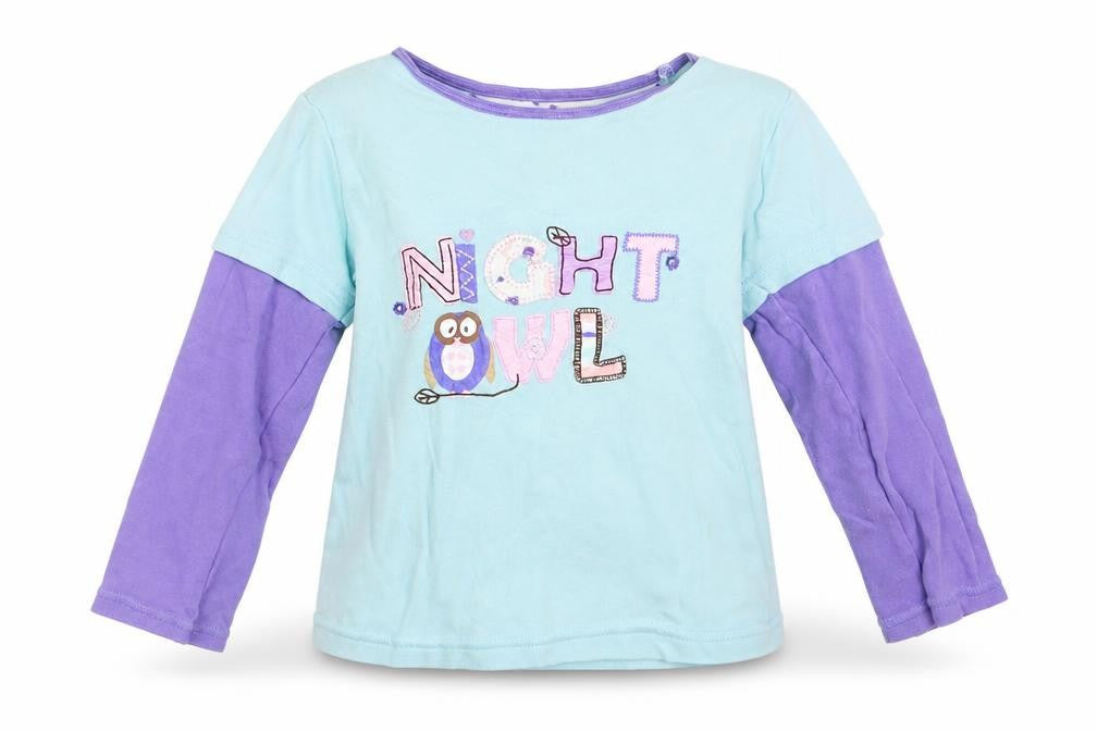 Front view of Mothercare girls’ purple basic t-shirt, size 2, years