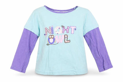 Front view of Mothercare girls’ purple basic t-shirt, size 2, years