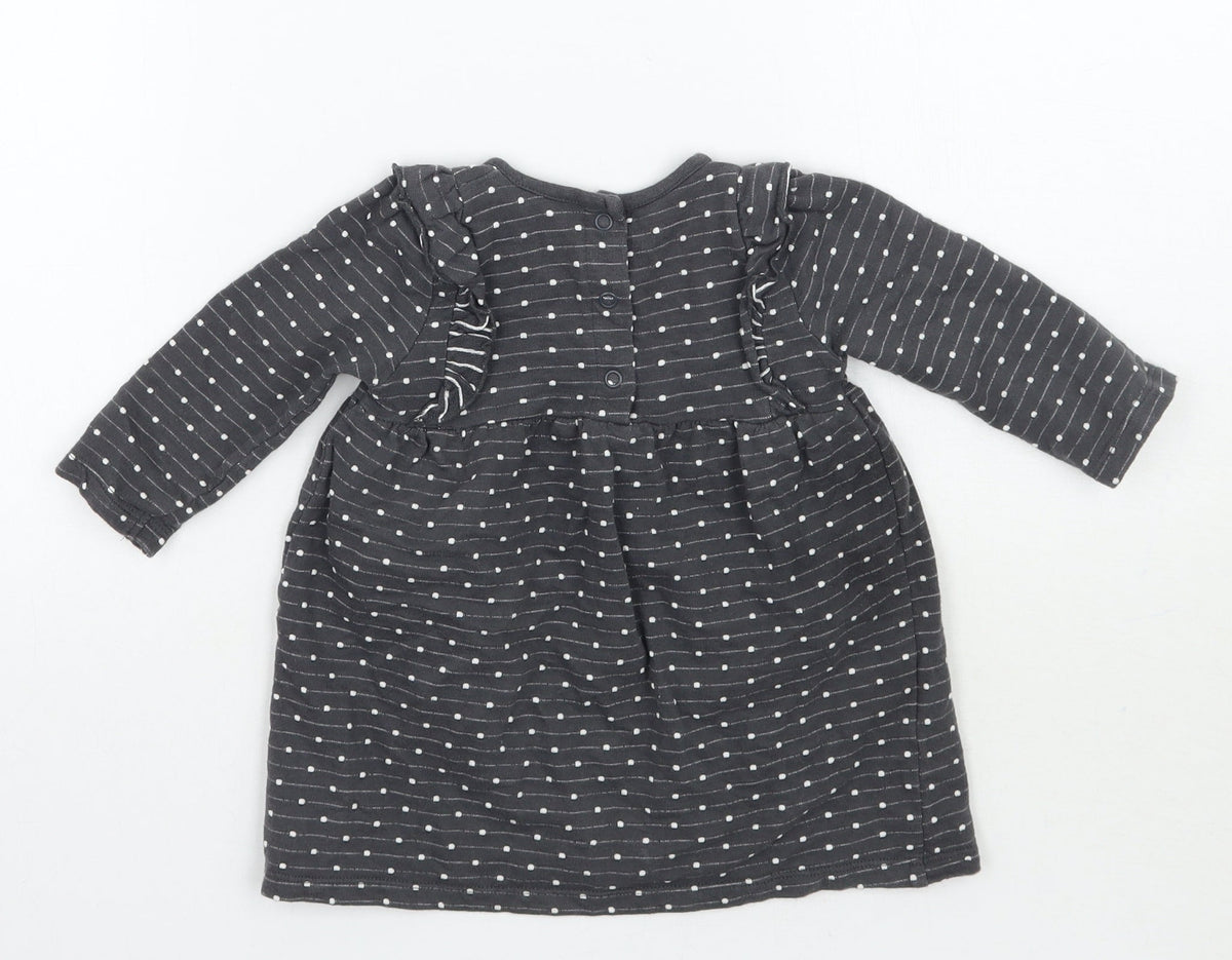 Back view of George girls’ grey polka dot basic t-shirt, size 6-9, months