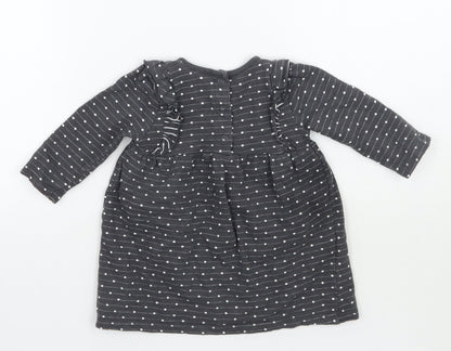 Back view of George girls’ grey polka dot basic t-shirt, size 6-9, months