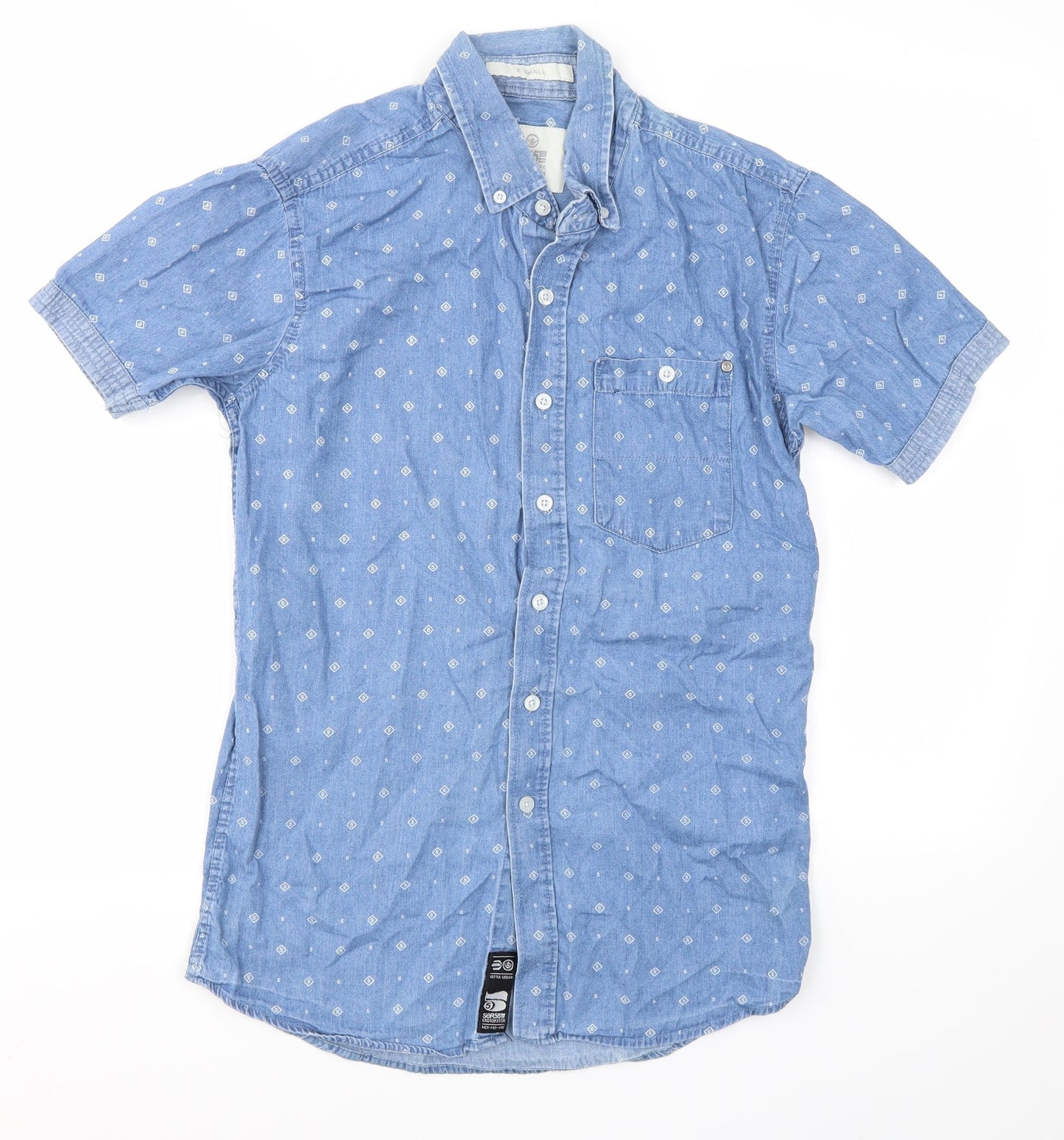 SER55 Mens Blue    Button-Up Size XS