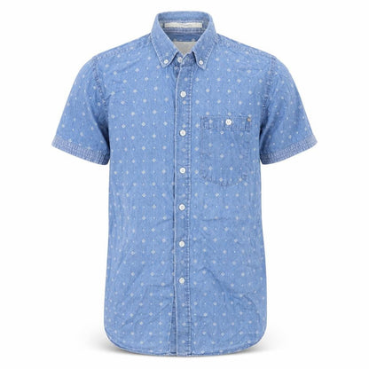 Mens UK Size XS SER55 Blue  Button-Up Short Sleeve Casual Shirt