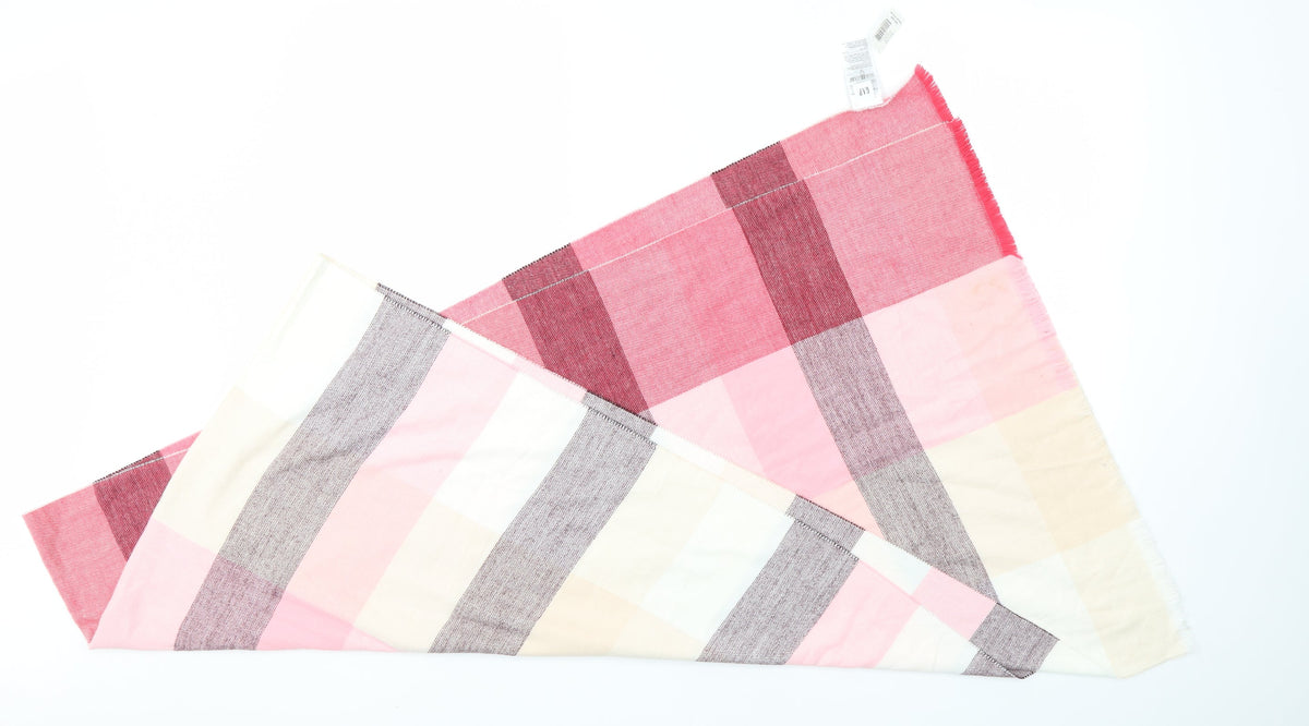 Front view of Gap unisex pink check scarf