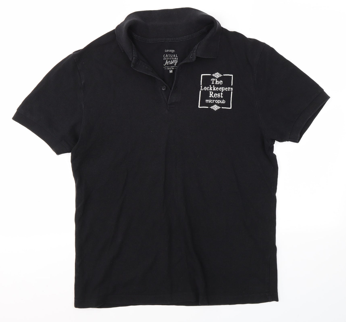 George Mens Black    Polo Size M  - LOCK KEEPER'S PUB