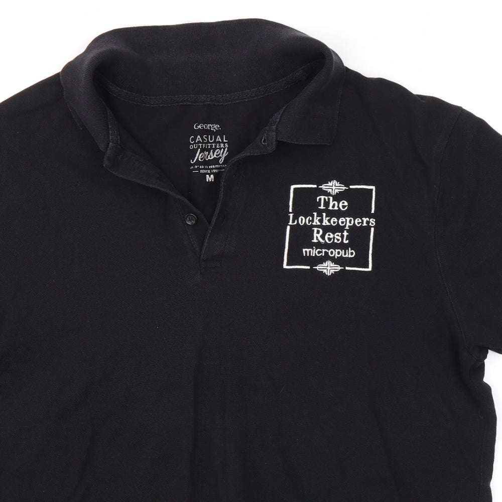 George Mens Black    Polo Size M  - LOCK KEEPER'S PUB
