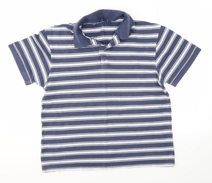 Matalan Mens Blue Striped   Polo Size L