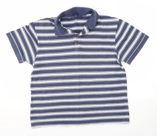 Matalan Mens Blue Striped   Polo Size L