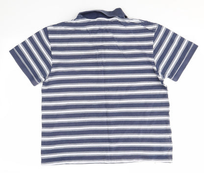 Matalan Mens Blue Striped   Polo Size L