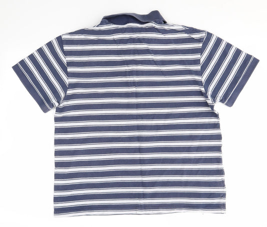 Matalan Mens Blue Striped   Polo Size L