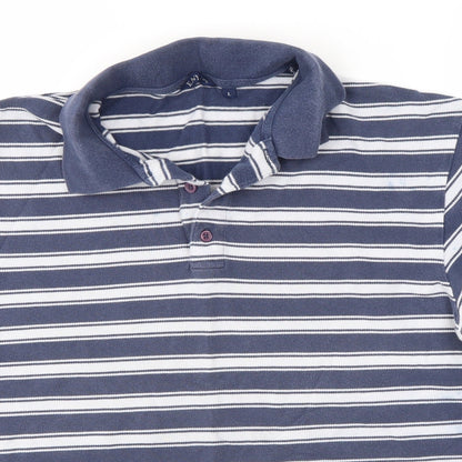 Matalan Mens Blue Striped   Polo Size L
