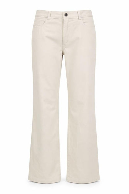 Front view of Tech women’s beige bootcut jeans, size UK 34, in, 29-inch leg - short