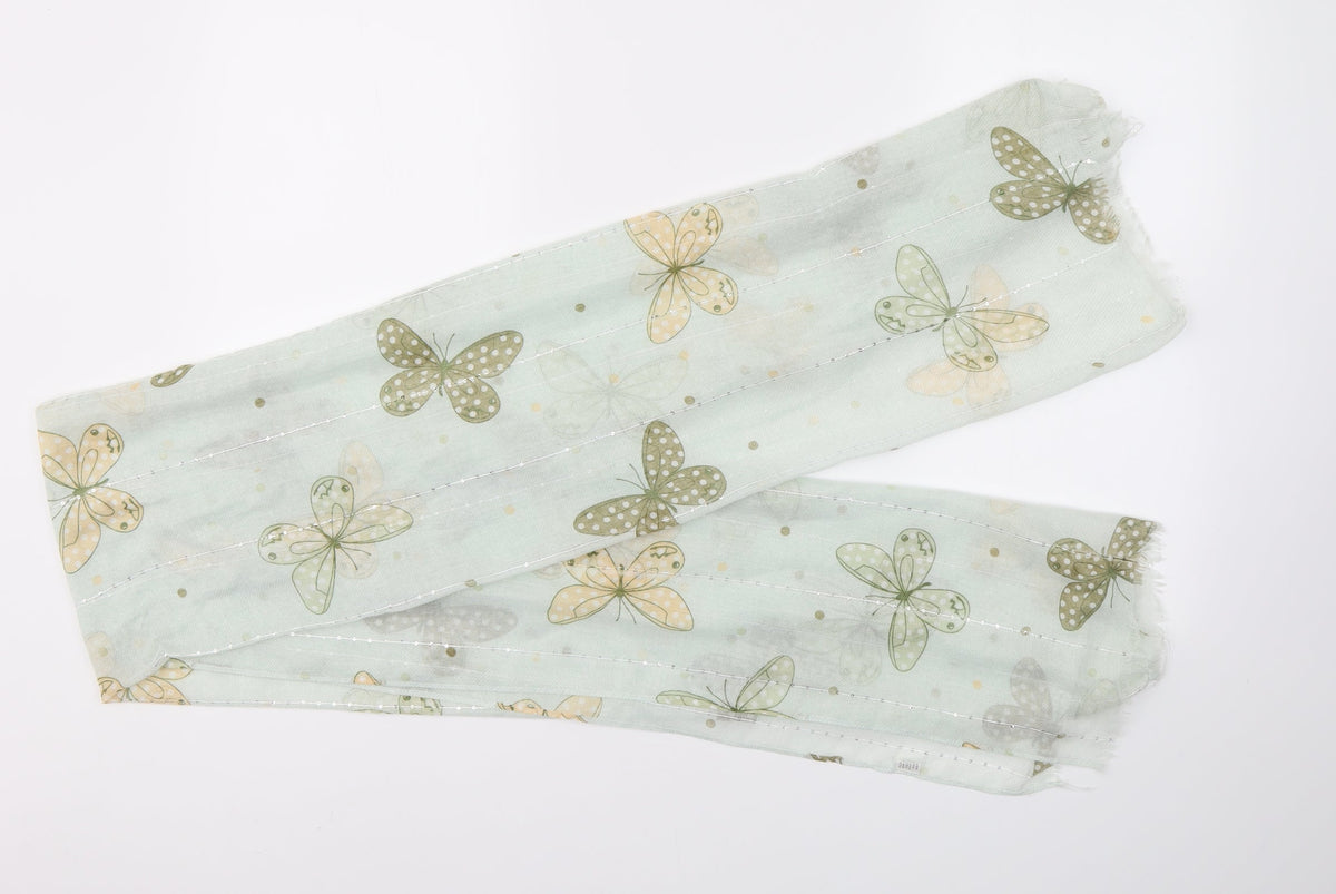Front view of Preworn unisex green scarf