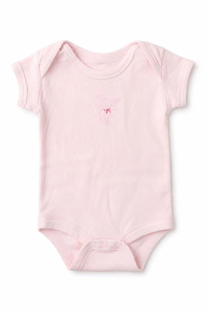 Front view of Little Bundle Baby Pink Babygrow One-Piece, size 0-3, Months