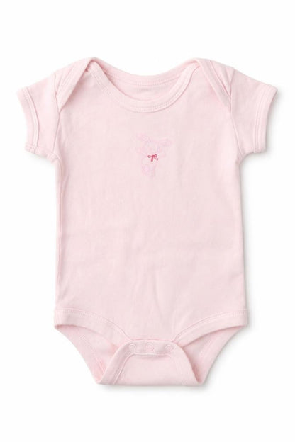 Front view of Little Bundle Baby Pink Babygrow One-Piece, size 0-3, Months