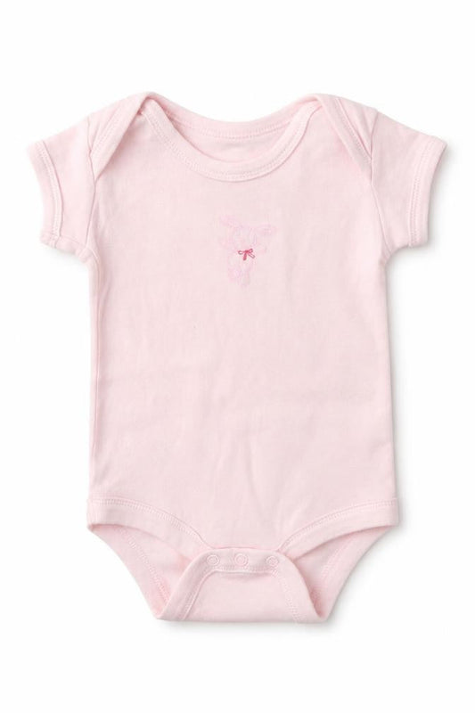 Front view of Little Bundle Baby Pink Babygrow One-Piece, size 0-3, Months