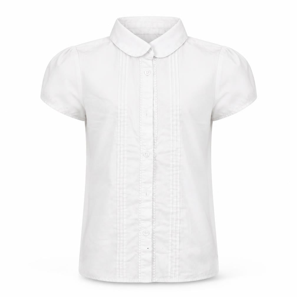 Front view of F&F girls’ white basic button-up, size 9-10, years