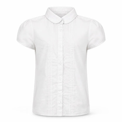 Front view of F&F girls’ white basic button-up, size 9-10, years