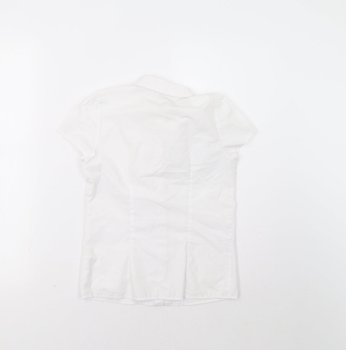 Back view of F&F girls’ white basic button-up, size 9-10, years