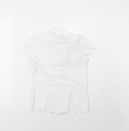Back view of F&F girls’ white basic button-up, size 9-10, years