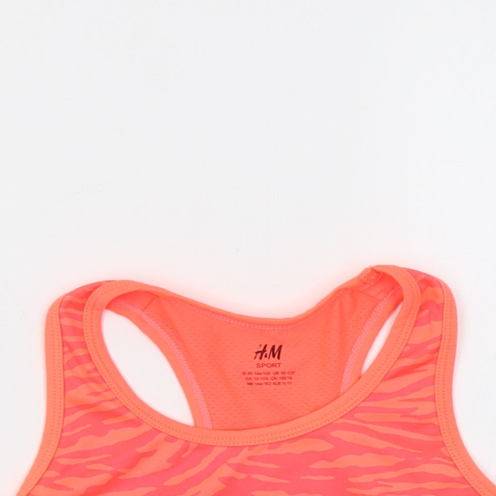 H&M Girls Orange Animal Print  Cropped Tank Size 10-11 Years