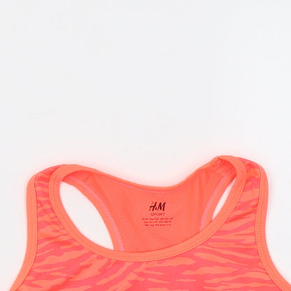 H&M Girls Orange Animal Print  Cropped Tank Size 10-11 Years