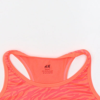 H&M Girls Orange Animal Print  Cropped T-Shirt Size 10-11 Years